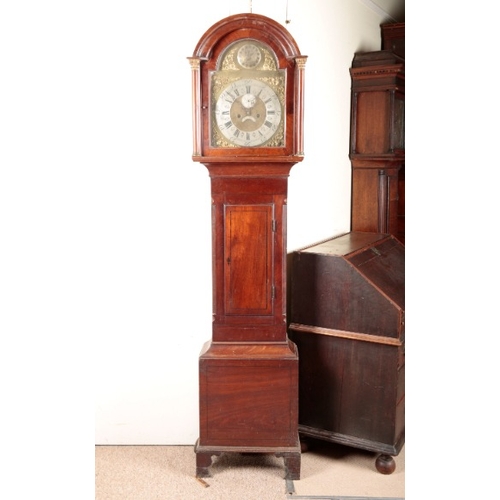 849 - A LATE GEORGE III MAHOGANY LONGCASE CLOCK

the eight day two train movement striking on a bell, the ... 