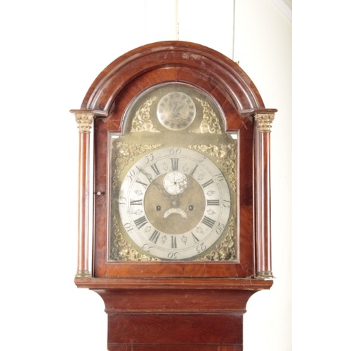 849 - A LATE GEORGE III MAHOGANY LONGCASE CLOCK

the eight day two train movement striking on a bell, the ... 