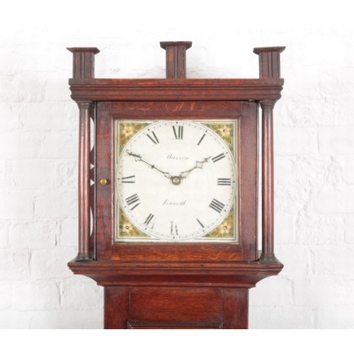 876 - AN OAK LONGCASE CLOCK BY WARREN OF IXWORTH

18th century, the 27cm cream painted dial to the thirty ... 