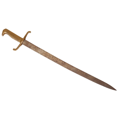 882 - A GERMAN MILITARY SIDE ARM

circa 1870, with ribbed brass handle, 60cm long

Note: You must be over ... 