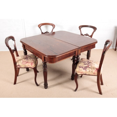 893 - A PAIR OF GEORGE IV MAHOGANY D-END TABLES

the stepped moulded tops with rounded corners, on leaf ca... 