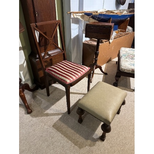 911 - A MAHOGANY LONG LOW STOOL WITH BALL AND CLAW FEET

early 20th century, with separate loose cushion, ... 