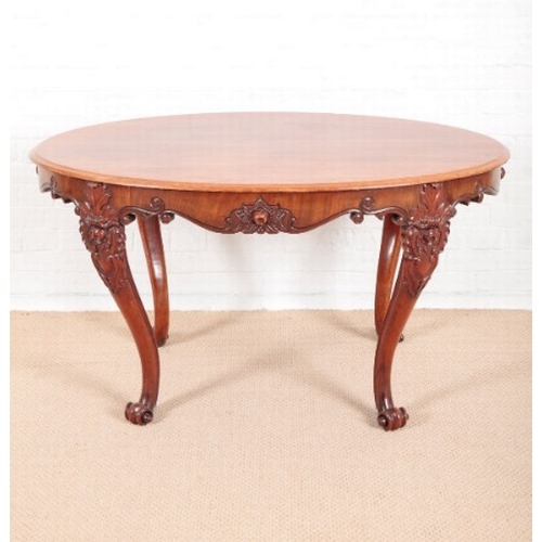 945 - AN OVAL MAHOGANY CENTRE TABLE

19th century, on carved cabriole legs, 69cm high x 124cm diameter