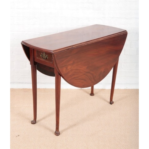 948 - A GEORGE II MAHOGANY DROP-LEAF DINING TABLE

with single drawer, on cabriole legs, 70cm high x 92cm ... 