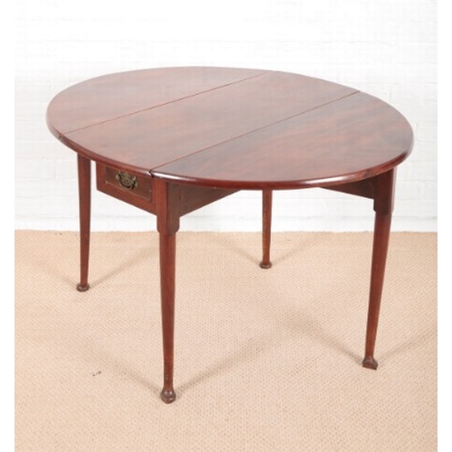 948 - A GEORGE II MAHOGANY DROP-LEAF DINING TABLE

with single drawer, on cabriole legs, 70cm high x 92cm ... 