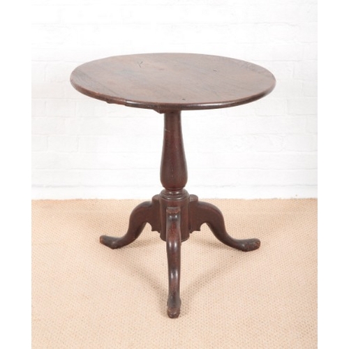 950 - A GEORGE II OAK TILT-TOP BIRDCAGE OCCASIONAL TABLE

on an oak turned pedestal base to cabriole legs,... 