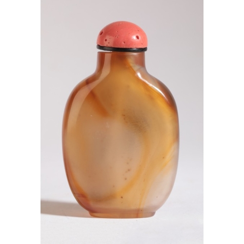 109 - A CHINESE AGATE SNUFF BOTTLE

likely 18th/19th century, black inclusions to the front carved into a ... 