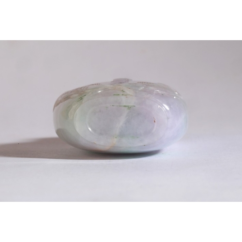 13 - A CHINESE JADEITE SNUFF BOTTLE

late 19th century, the apple green and lavender stone carved to one ... 