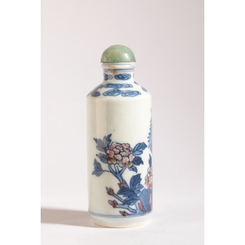 164 - A CHINESE PORCELAIN BLUE AND WHITE SNUFF BOTTLE

bearing a six character Xuantong mark to the base, ... 