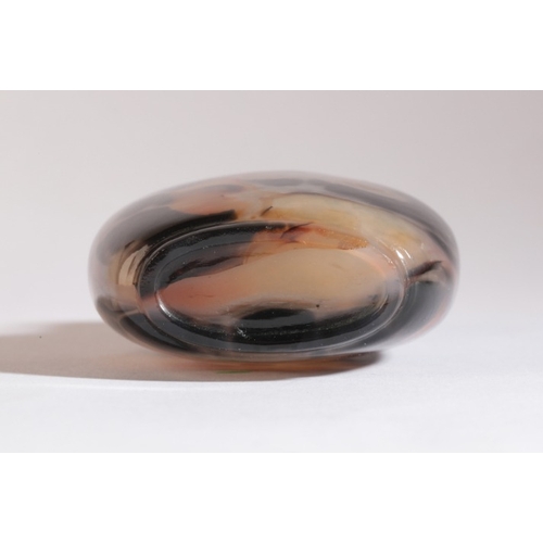 45 - A CHINESE AGATE SNUFF BOTTLE

18th/19th century, of square form with black inclusions, topped with a... 