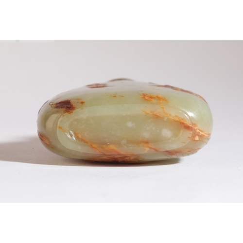 54 - A CHINESE JADE SNUFF BOTTLE

18th/19th century, the green nephrite with small white cloudy inclusion... 