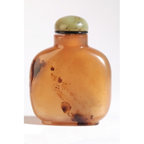 79 - A CHINESE AGATE SNUFF BOTTLE

18th/19th century, of square form, carved in silhouette to the front w... 