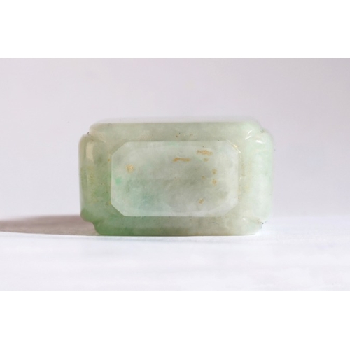 8 - A CHINESE JADEITE SNUFF BOTTLE

late 18th/19th century, of rectangular shape with faceted neck and r... 