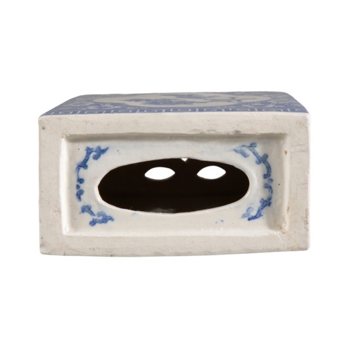 203 - A GROUP OF FOUR CHINESE PORCELAIN BLUE AND WHITE FLOWER BRICKS

20th century, of rectangular section... 