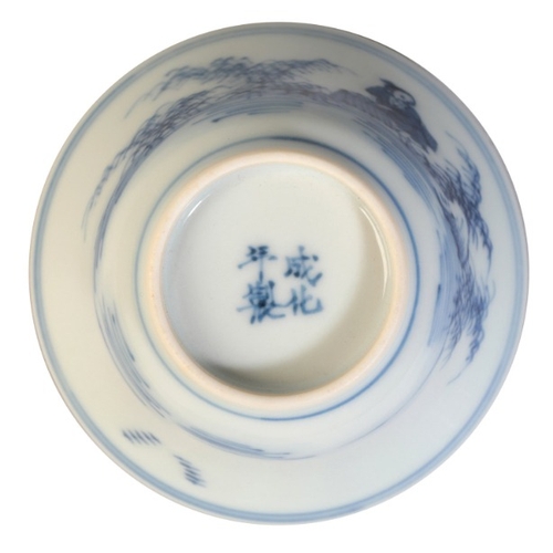 208 - A CHINESE PORCELAIN BLUE AND WHITE TEABOWL

bearing four character Chenghua mark to the base but lat... 