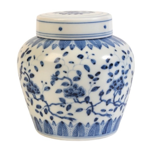 213 - A CHINESE PORCELAIN BLUE AND WHITE JAR AND COVER

bearing a single character Tian mark to the base, ... 