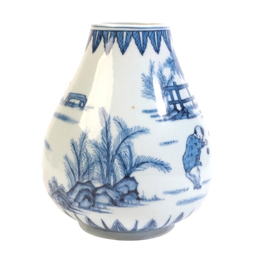 225 - A CHINESE PORCELAIN BLUE AND WHITE 'BOYS' VASE

bearing a six character Qianlong mark to the base, o... 