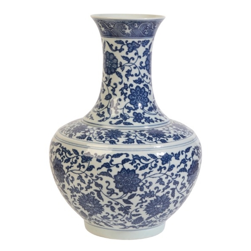 240 - A CHINESE PORCELAIN BLUE AND WHITE VASE

bearing a six character Yongzheng mark to the base, 20th ce... 