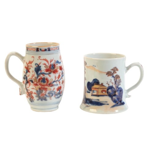 324 - TWO SIMILAR CHINESE EXPORT PORCELAIN TANKARDS

18th/19th century, both decorated in the Imari palett... 