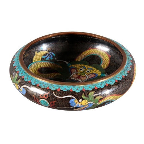 429 - A CHINESE CLOISONNE BOWL

bearing a four character mark to the base, 20th century, decorated with dr... 