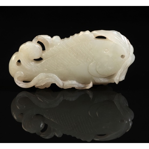 470 - A CHINESE JADE FISH

20th century, with incised details, 8.5cm long