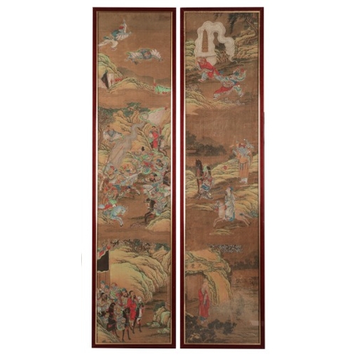 518 - A PAIR OF CHINESE PAINTINGS ON SILK

one inscribed lower left, late 19th/early 20th century, each de... 