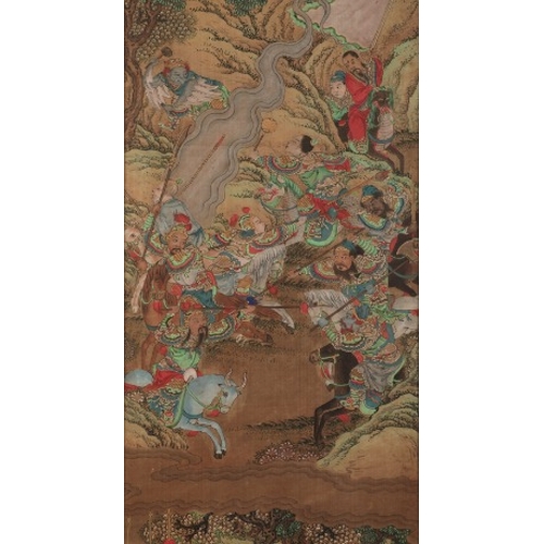 518 - A PAIR OF CHINESE PAINTINGS ON SILK

one inscribed lower left, late 19th/early 20th century, each de... 