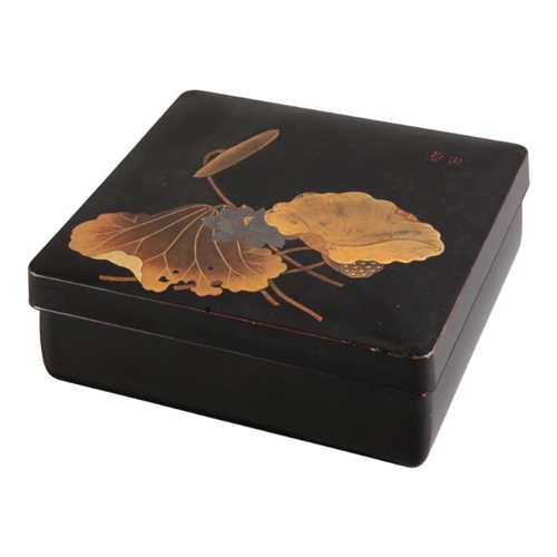 579 - A JAPANESE BLACK LACQUER BOX

Meiji period, inscribed to the lid and signed to the base, decorated w... 