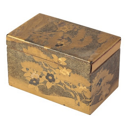 580 - A JAPANESE LACQUER BOX

Meiji, of rectangular form decorated with scrolling leafy tendrils and styli... 