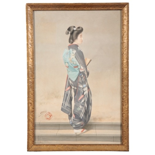 584 - JAPANESE SCHOOL, MEIJI PERIOD, TWO PORTRAITS OF GEISHA

both signed and with seal marks lower left, ... 