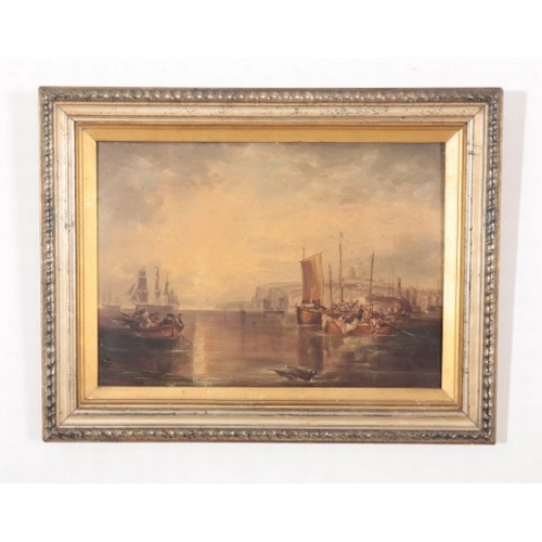 172 - ARTHUR SMITH (19th century) A pair of harbour scenes with shipping

oils on board, each 24cm x 35cm ... 