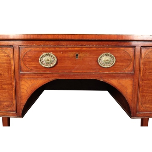 207 - A LATE GEORGE III MAHOGANY BOWFRONT SIDEBOARD

of Sheraton design, the satinwood strung top over an ... 