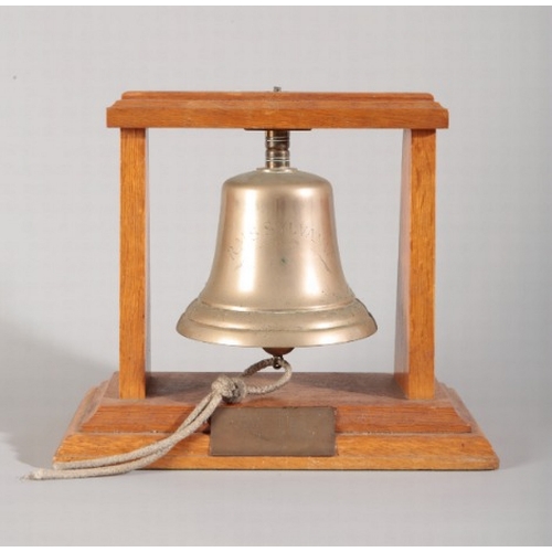 29 - A MASONIC ROTARY CLUB SHIP'S BRASS BELL INSCRIBED FROM R.M.S. SYLVANIA

mid-20th century, mounted in... 