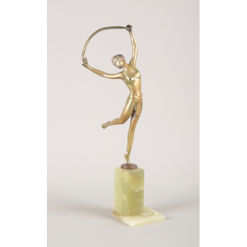 44 - AN ART DECO STYLE EXOTIC 'SCARF DANCER' BRONZE FIGURE AFTER JOSEF LORENZL

the cold painted bronze b... 