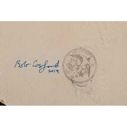 64 - *BOB COSFORD (Contemporary) 'Yeeow'

diptych, 1/1, signed verso, inkjet on wood, hand-finished and d... 