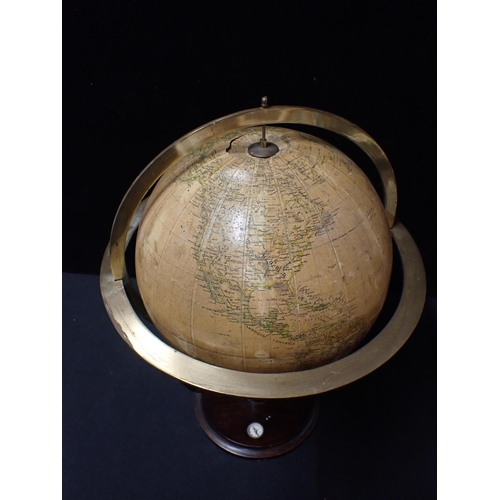 128 - A GLOBE TERRESTRE BY ANTONIO VALLARDI, MILANO

mid-20th century, Italian, revolves within brass crad... 