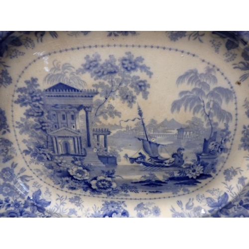 130 - A PAIR OF 19th CENTURY 'CORINTHIAN' BLUE AND WHITE MEAT PLATTERS

46 x 39cm (a/f)