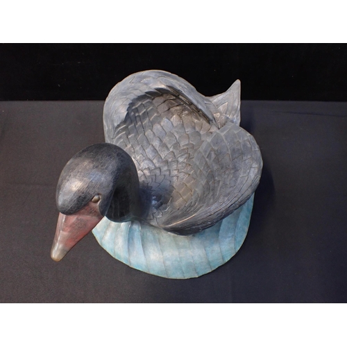 155 - MICHAEL GORDON-LEE B.1943: 'DAWLISH BLACK SWAN'

patinated bronze, the water with verdigris patinati... 