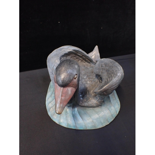 155 - MICHAEL GORDON-LEE B.1943: 'DAWLISH BLACK SWAN'

patinated bronze, the water with verdigris patinati... 