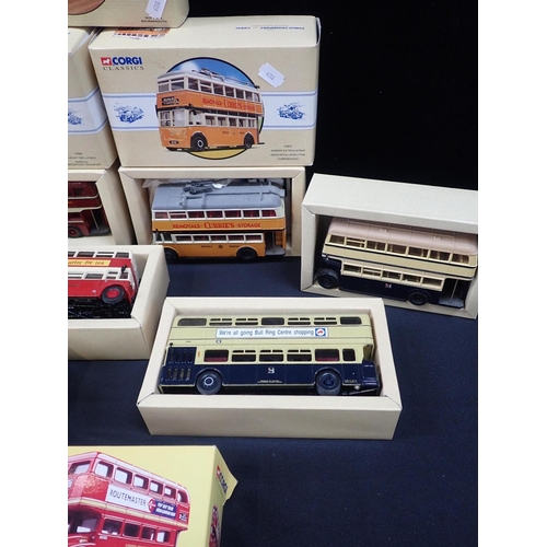 177 - EIGHT BOXED CORGI CLASSICS DIECAST BUS MODELS

including 'Sunbeam Trolleybus Reading' with one empty... 