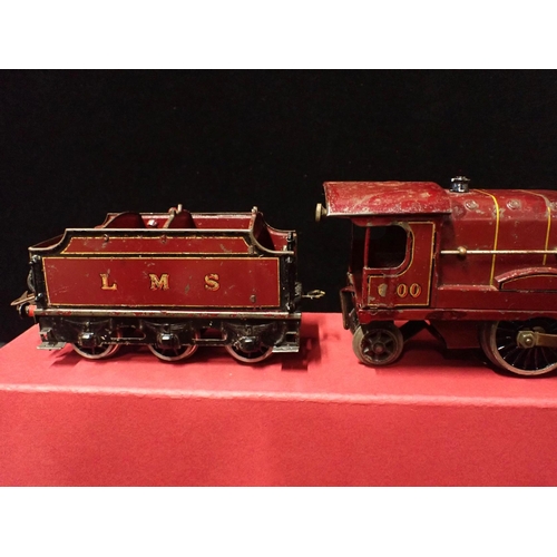 193 - HORNBY 0 GAUGE No.3 LOCOMOTIVE AND TENDER, ROYAL SCOT

clockwork, playworn in replacement box