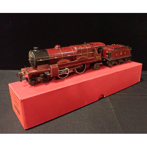 193 - HORNBY 0 GAUGE No.3 LOCOMOTIVE AND TENDER, ROYAL SCOT

clockwork, playworn in replacement box