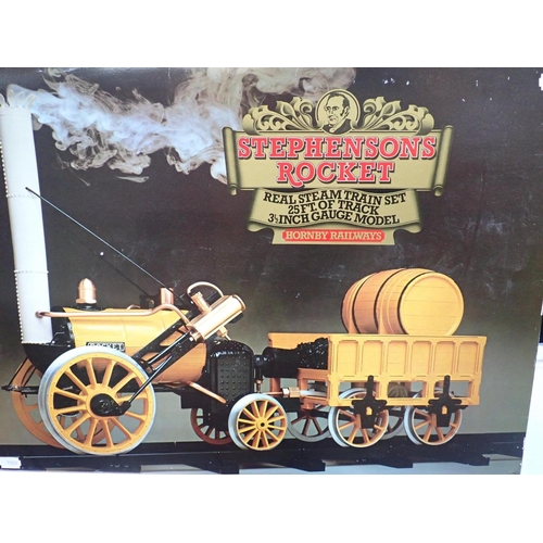 194 - HORNBY G100 STEPHENSON'S ROCKET

real steam, 3.5 inch gauge, in box, with extra track