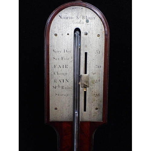 214 - NAIRNE & BLUNT, LONDON; A MAHOGANY CASED STICK BAROMETER

19th century, with silvered dial, exposed ... 