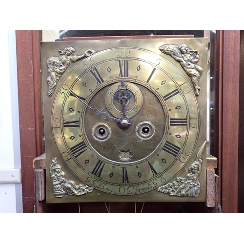 217 - AN EIGHT-DAY LONGCASE CLOCK WITH 12 inch BRASS DIAL SIGNED BROWN, BIRMINGHAM

with subsidiary second... 