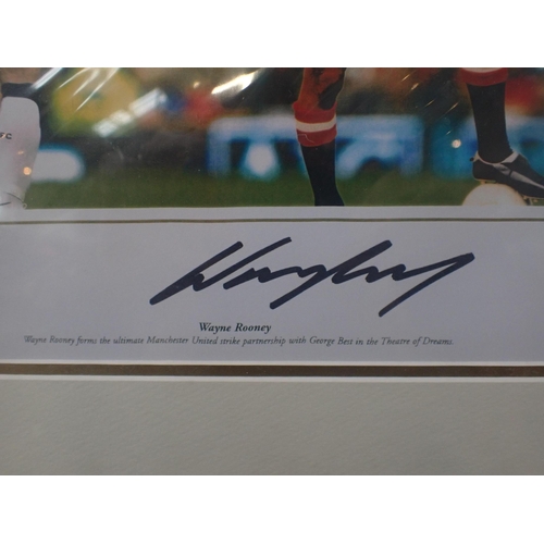 248 - 'WANYE ROONEY' SIGNED FRAMED COLOURED PRINT

Print shows Rooney forming the ultimate Manchester Unit... 