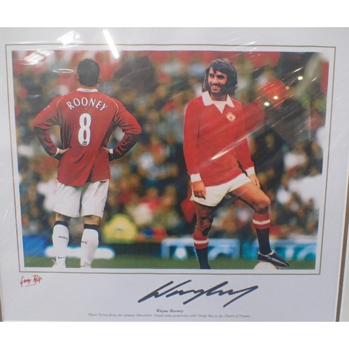 248 - 'WANYE ROONEY' SIGNED FRAMED COLOURED PRINT

Print shows Rooney forming the ultimate Manchester Unit... 