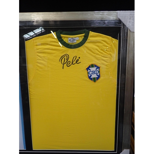 274 - 'PELE' AND 'MARADONA' DOUBLE PRESENTATION FRAMED SIGNED SHIRTS

Two of the worlds greatest ever foot... 