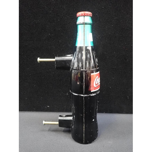 29 - A COCA-COLA ADVERTISING BOTTLE-SHAPED FRIDGE HANDLE

and perspex advertising sign (wear)