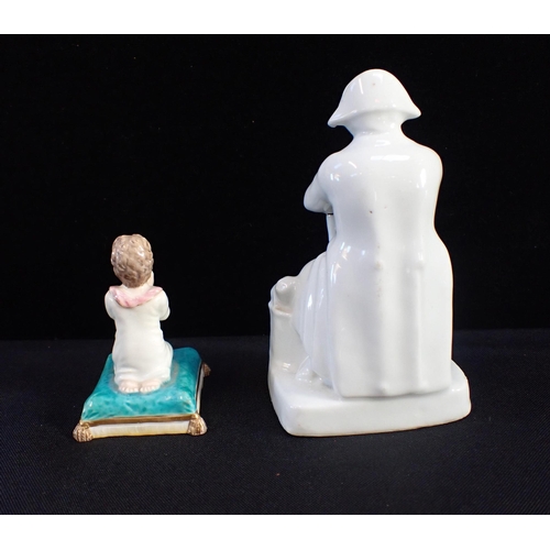 298 - A 19th CENTURY INKWELL OR ENCRIER MODELLED AS NAPOLEON

seated on a reversed chair, 'blanc de Chine'... 